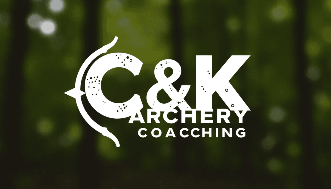 C&K Archery Coaching logo over blurred forest background