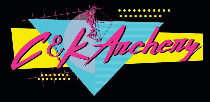 C&K Archery logo in pink blue yellow graphic design
