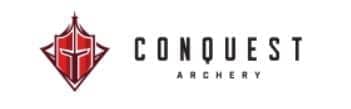 Conquest Archery logo in red and black, front view