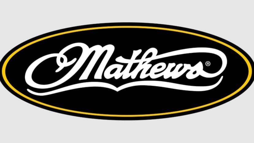 Mathews Bows Logo In Black And White Oval