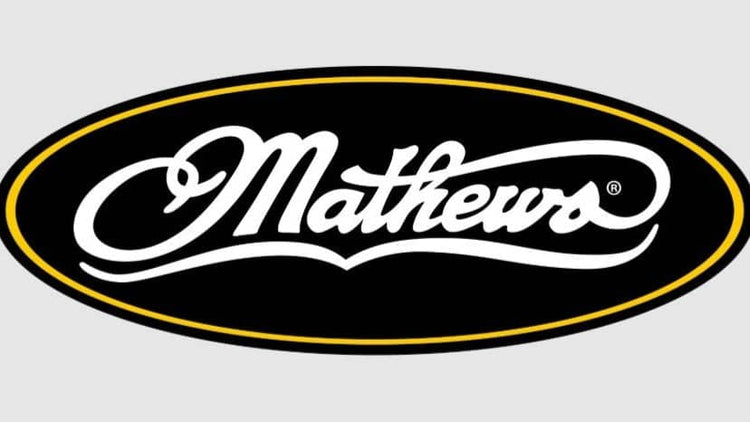 Mathews Bows Logo In Black And White Oval