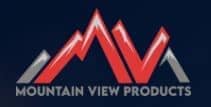 Mountain View Products logo with red mountain peaks on dark background