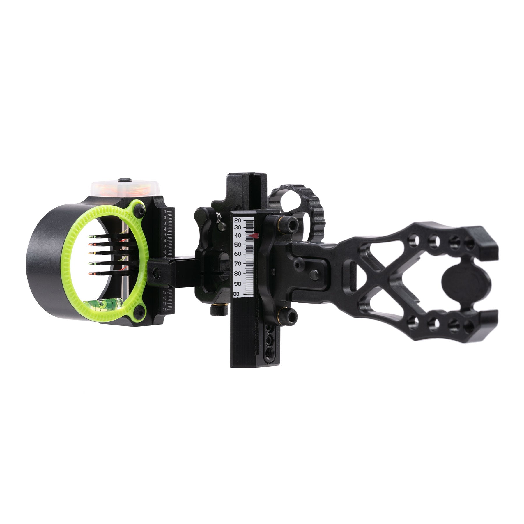 Black Gold Ascent Verdict bow sight, side view black with green ring