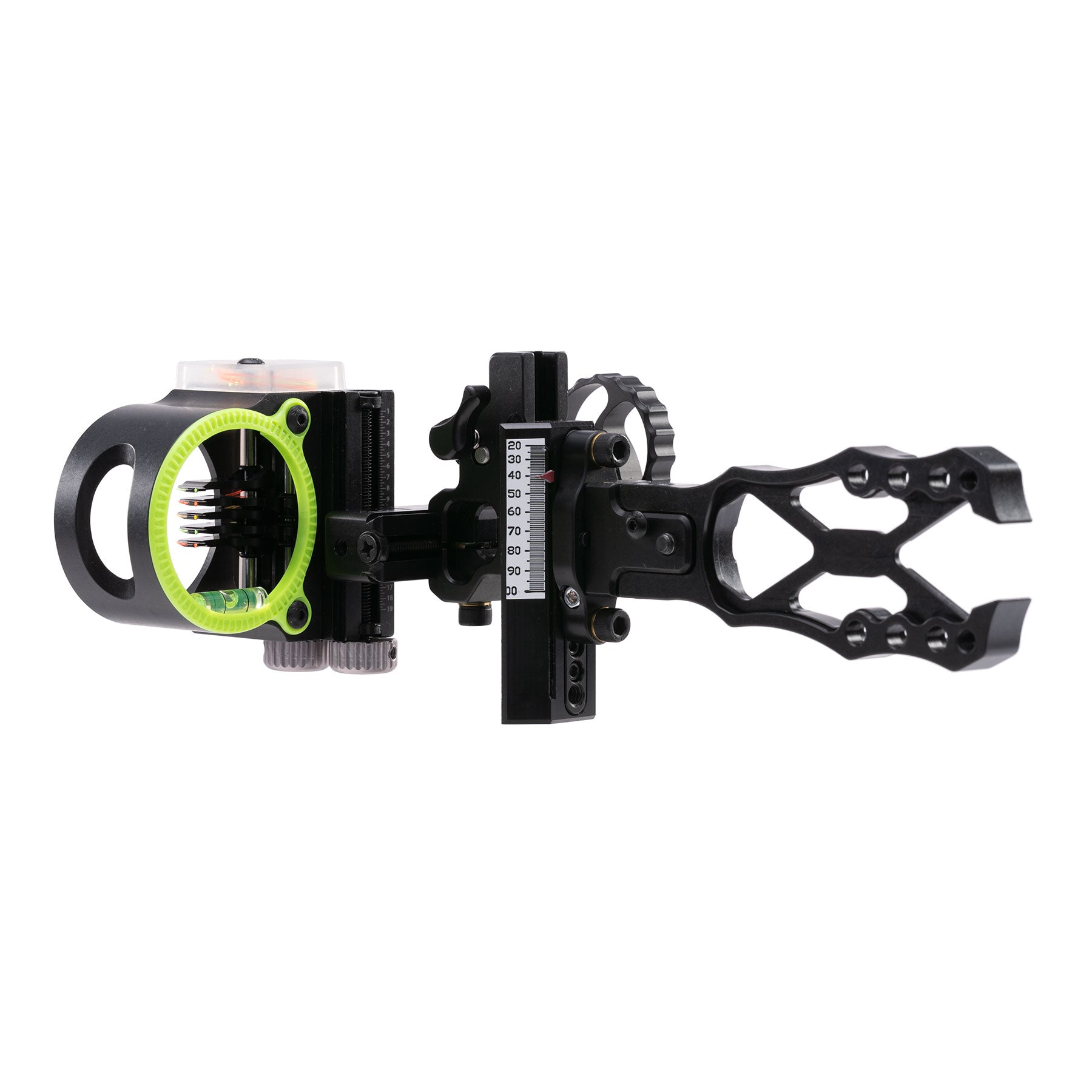 Black Gold Pro Sight bow sight side view black with green ring