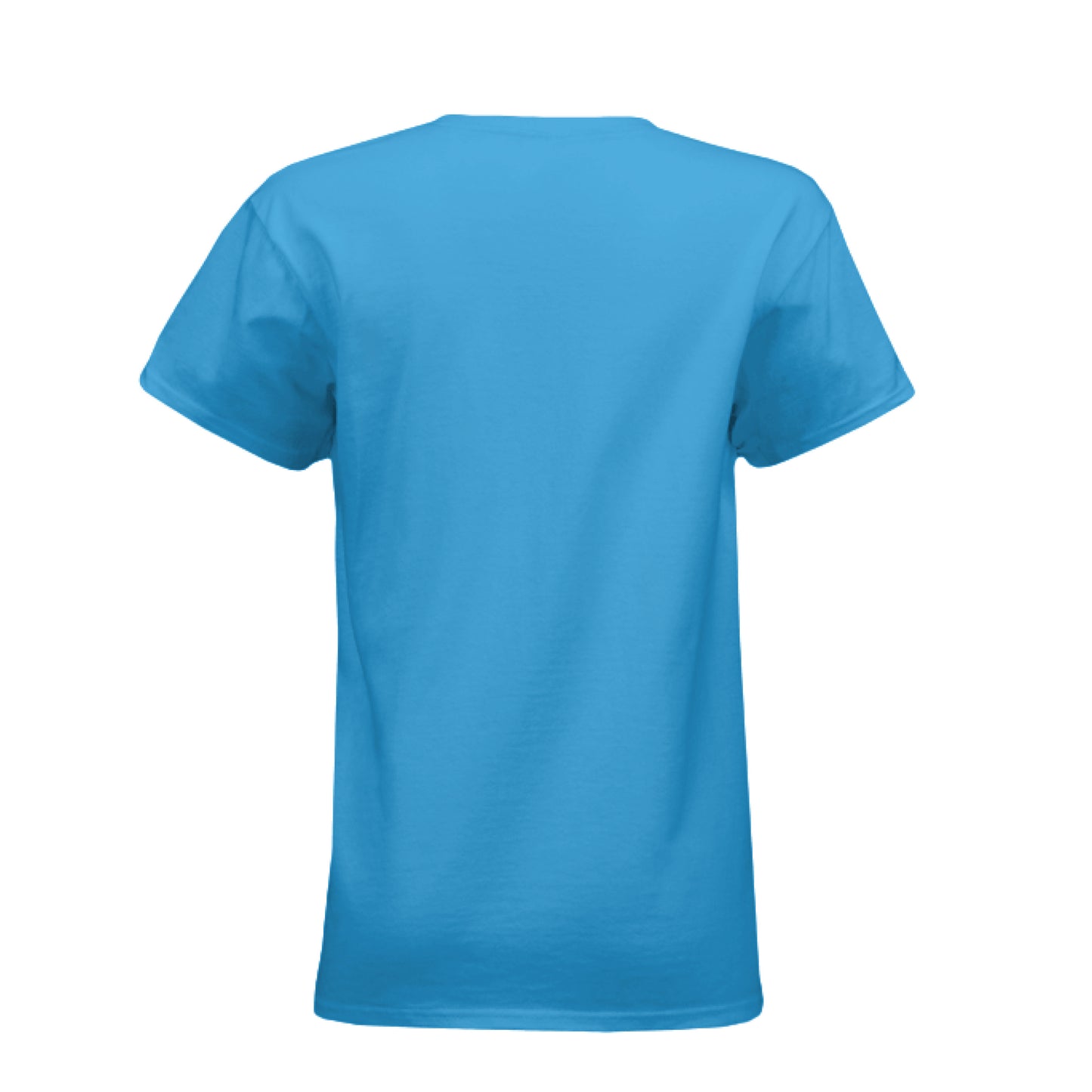 Blue plain back view of women's archery elk t-shirt by C and K Archery