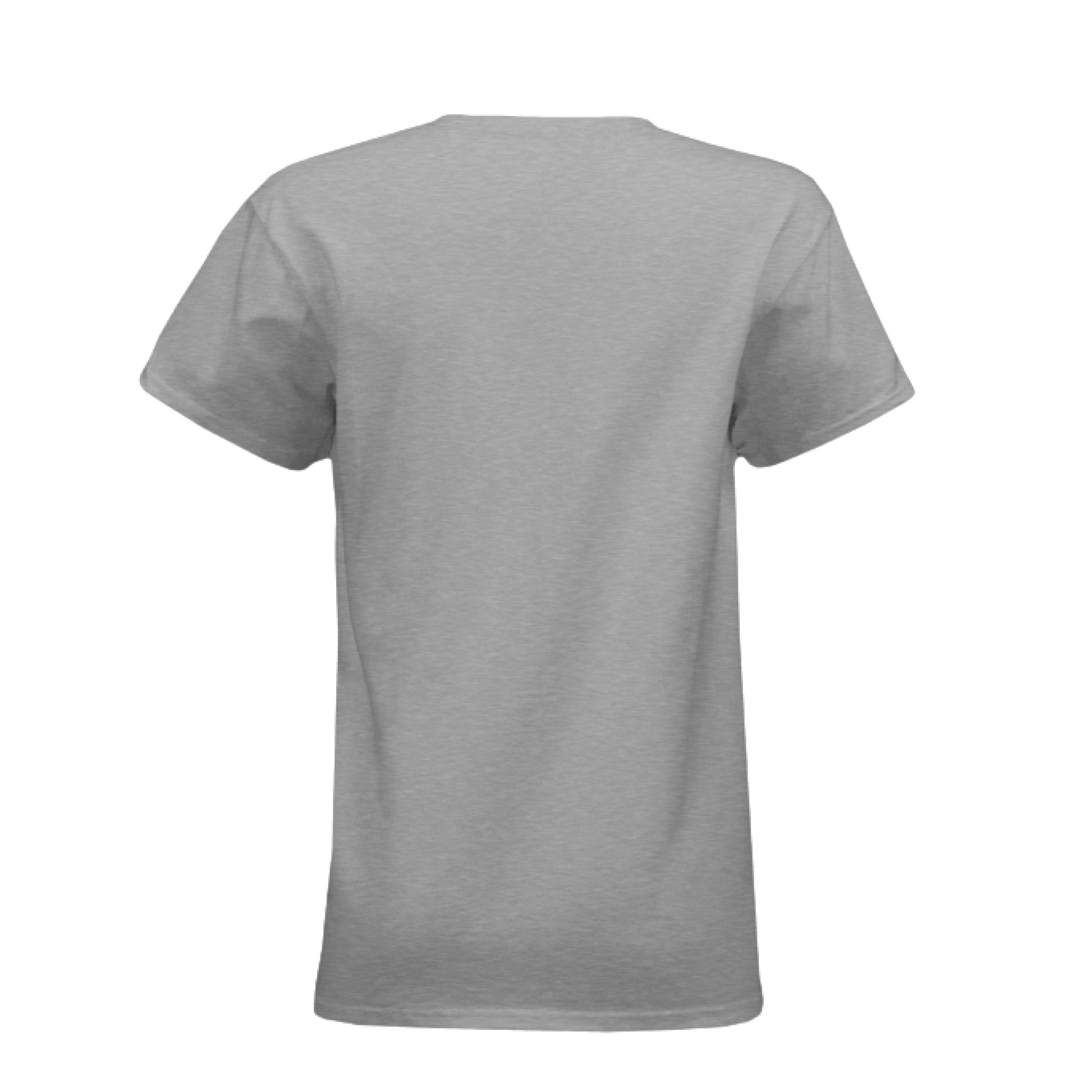 Back view of gray women's archery elk t-shirt by C and K Archery with short sleeves