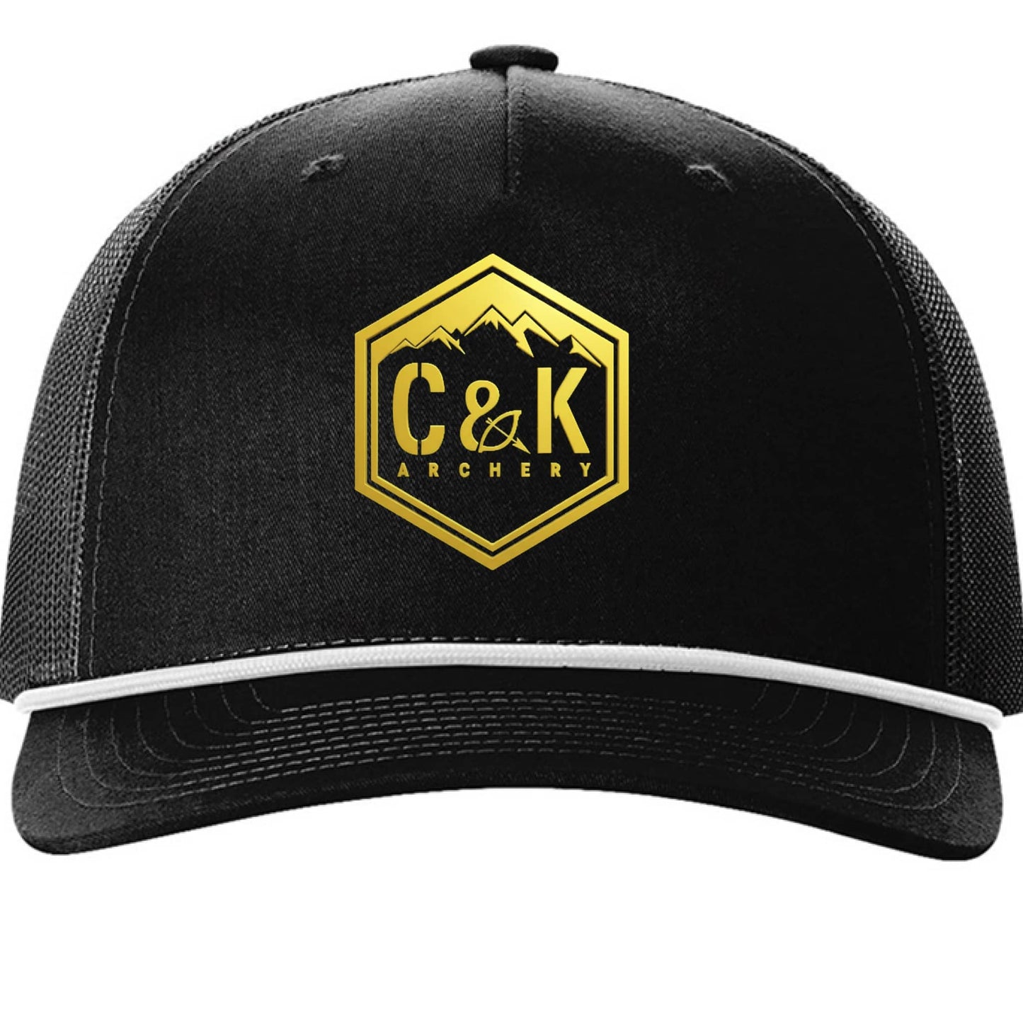 C and K Archery black archery logo hat front view