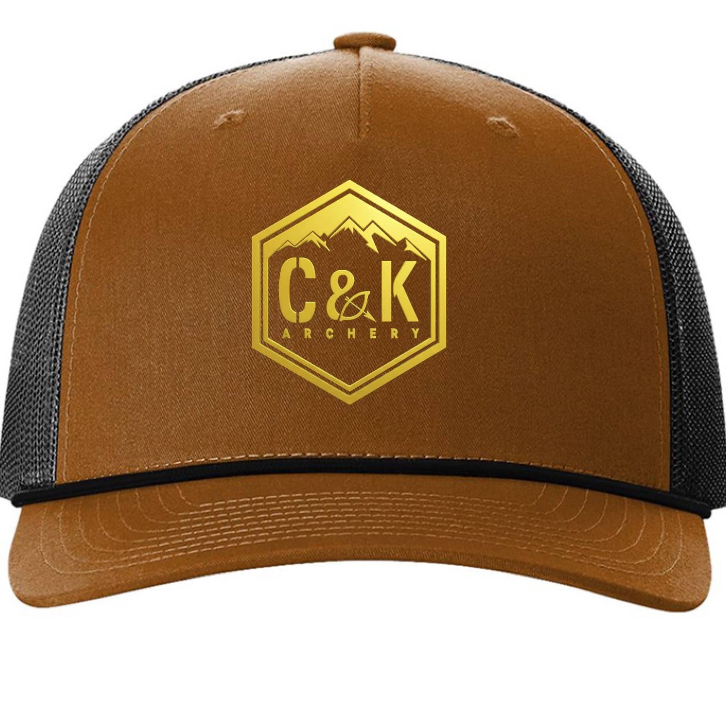 C and K Archery brown and black archery logo hat front view