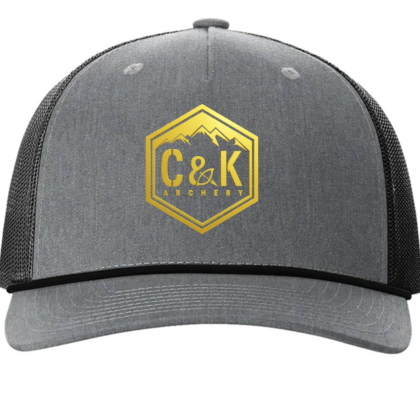 C and K Archery gray black hat front view archery logo hat