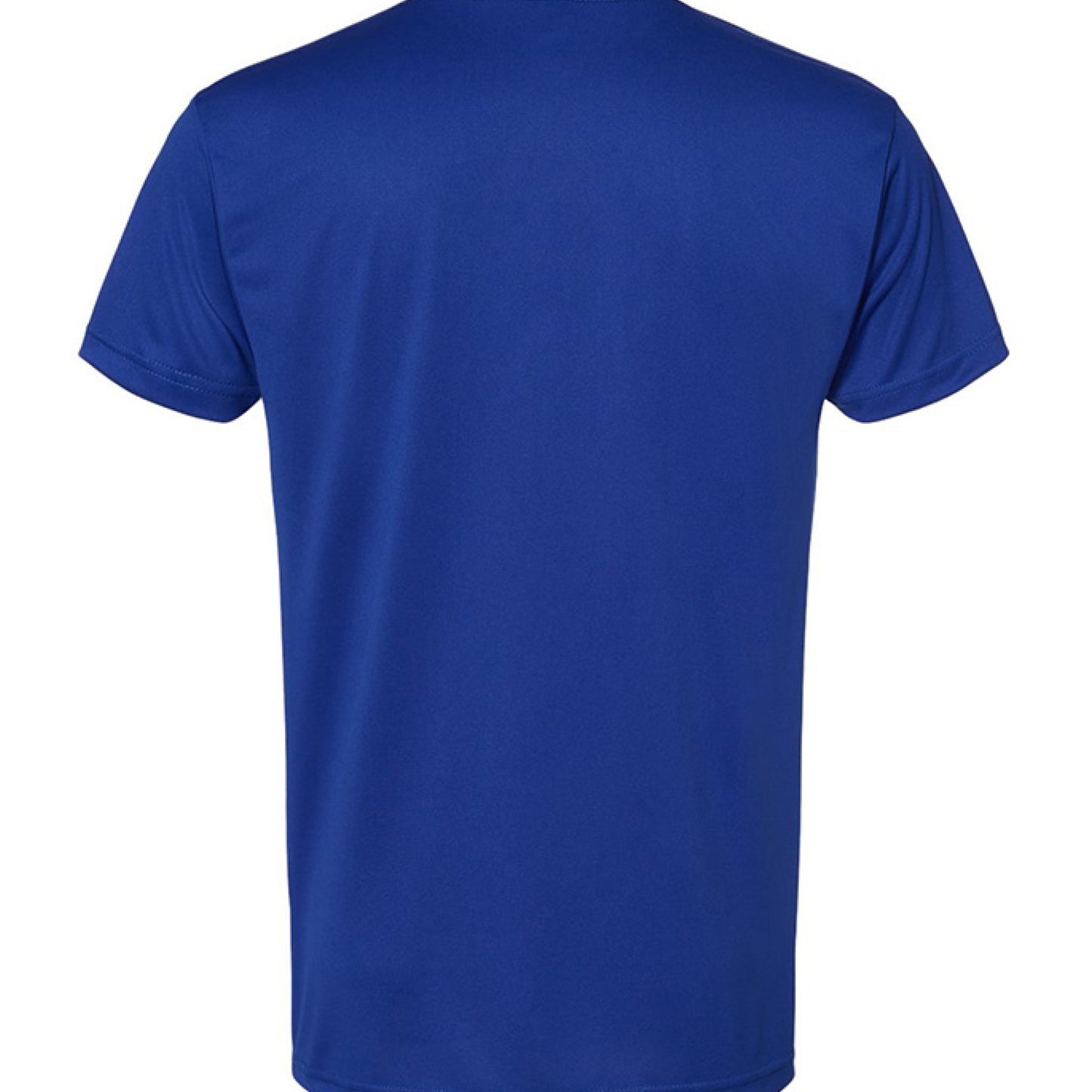 Back view of blue elk archery t-shirt by C and K Archery with short sleeves and plain design