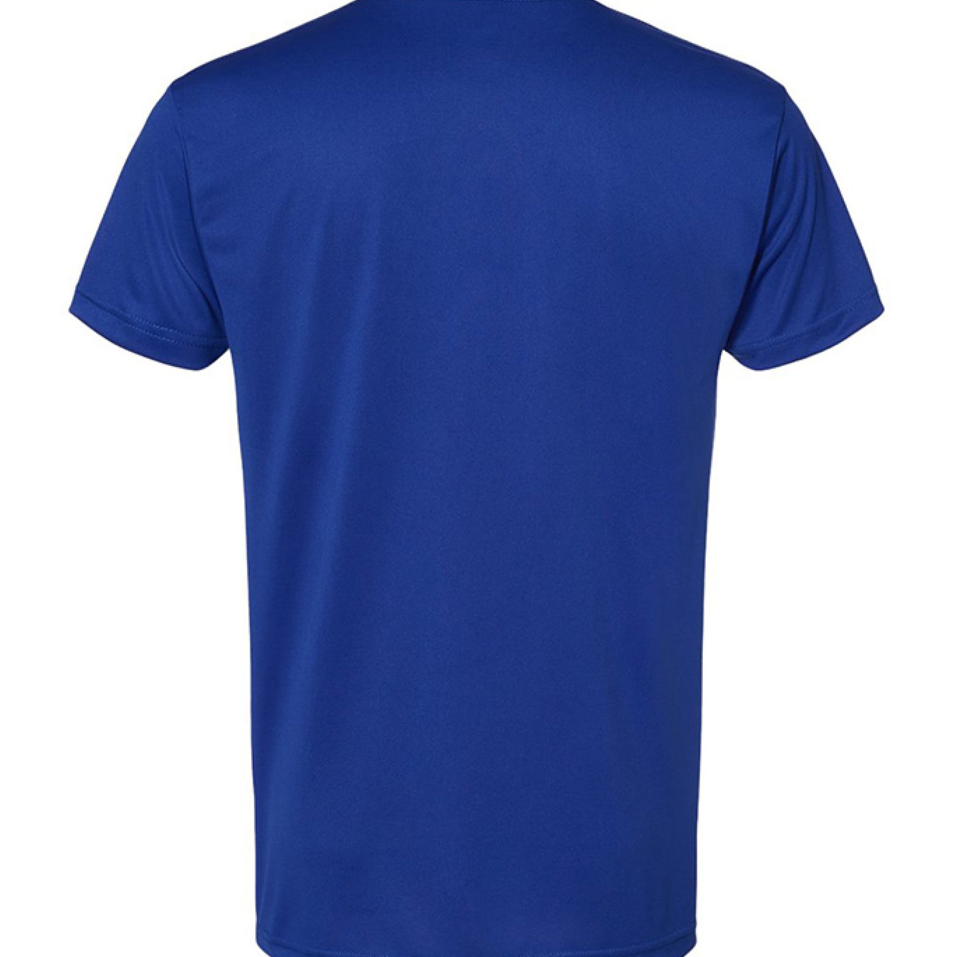 Back view of blue elk archery t-shirt by C and K Archery with short sleeves and plain design