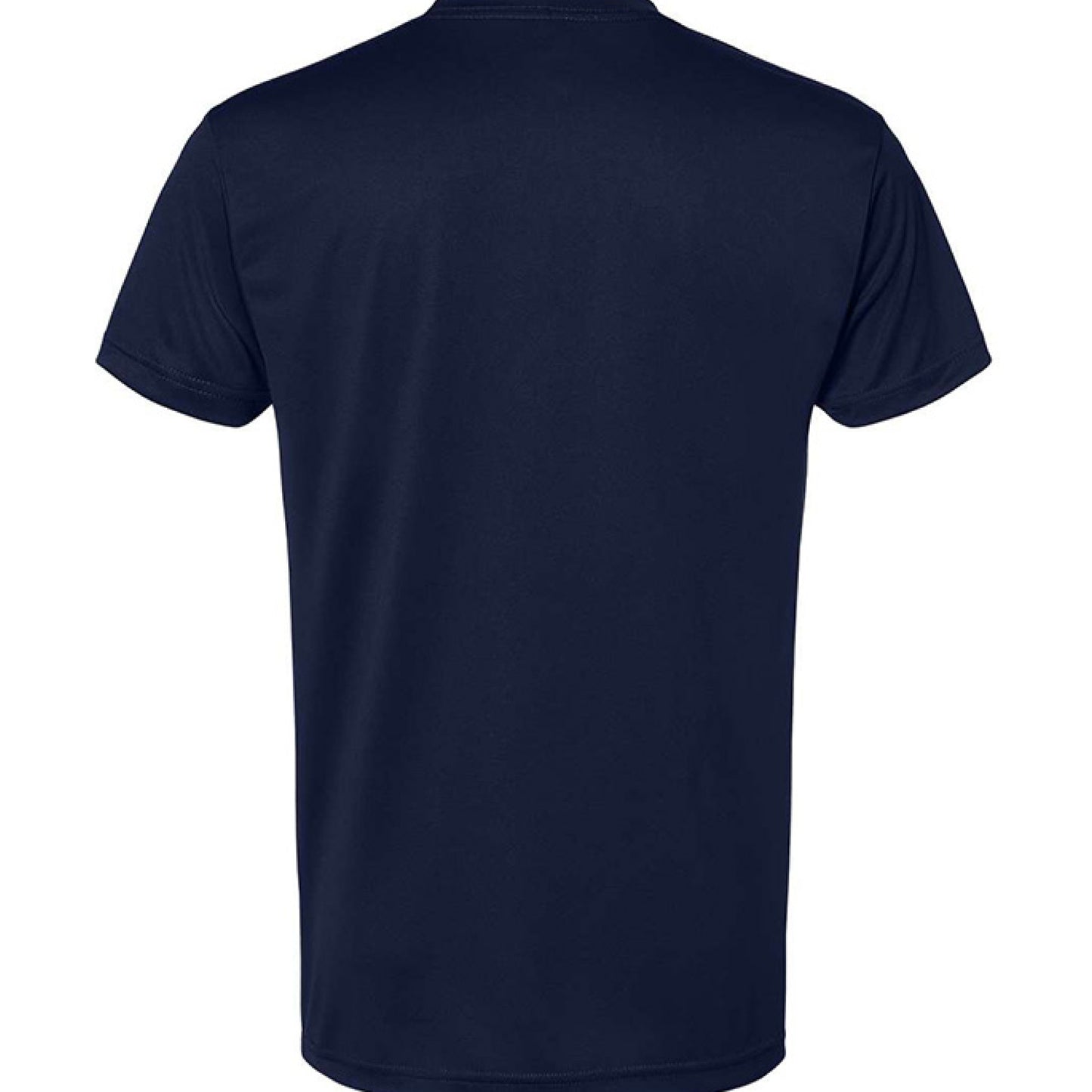 Navy blue elk archery t-shirt showing plain back side with short sleeves