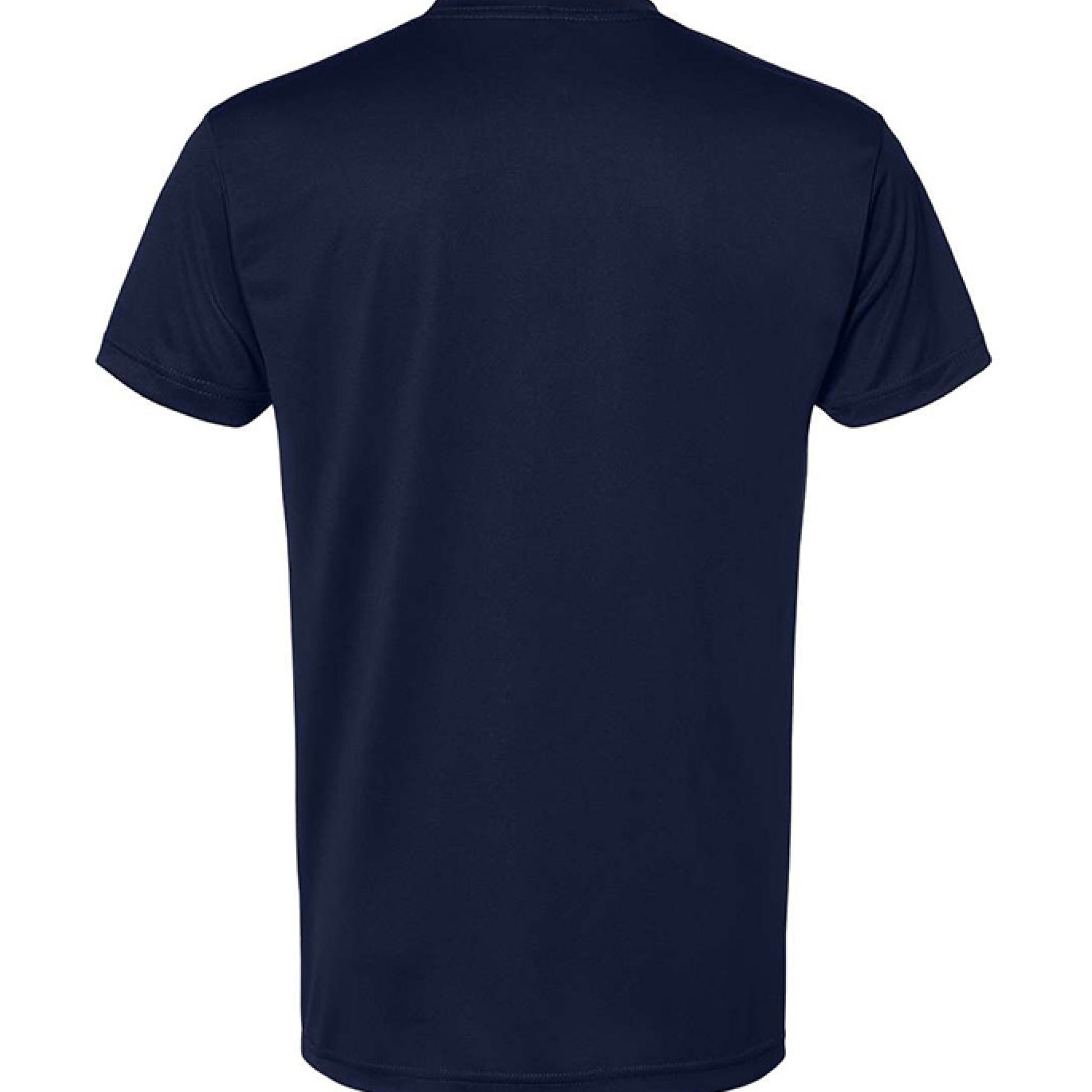 Navy blue elk archery t-shirt showing plain back side with short sleeves