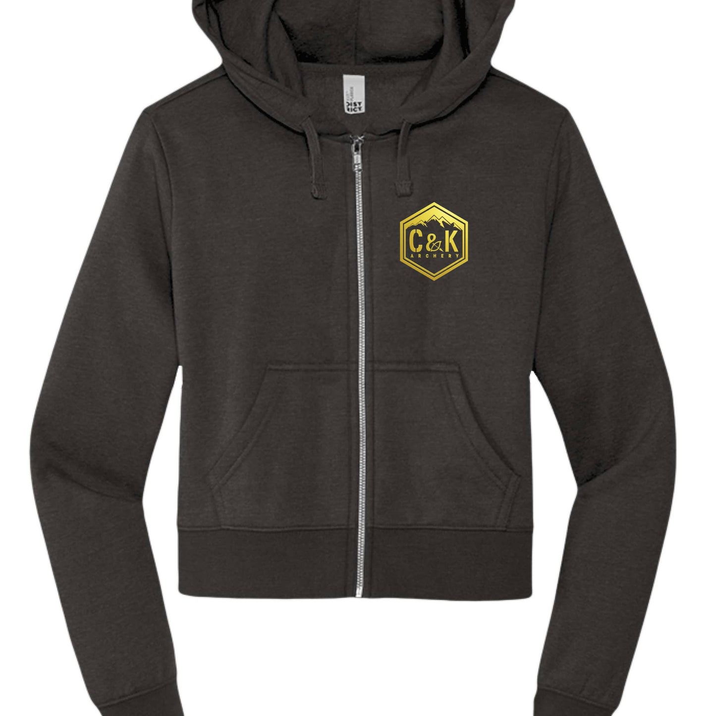 C and K Archery women's archery hoodie black front view