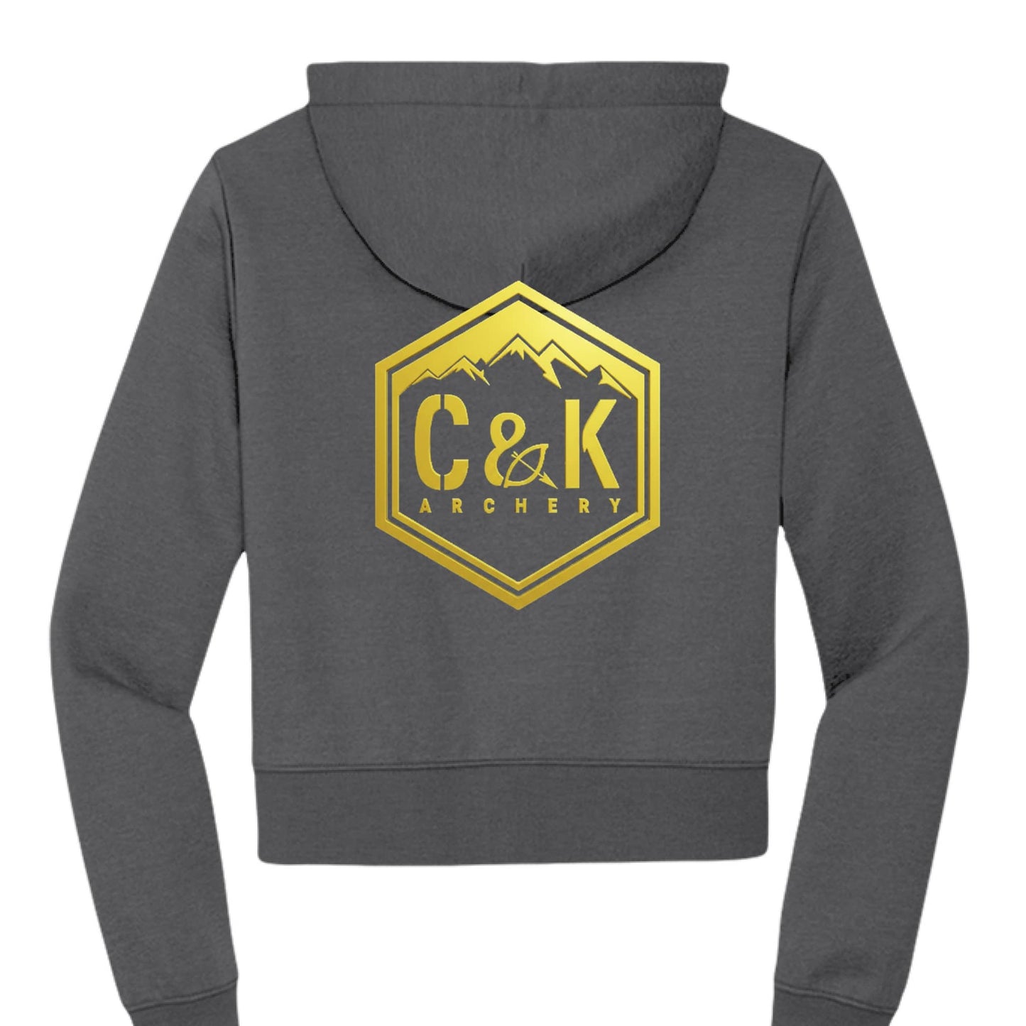 C and K Archery women's archery hoodie gray back view