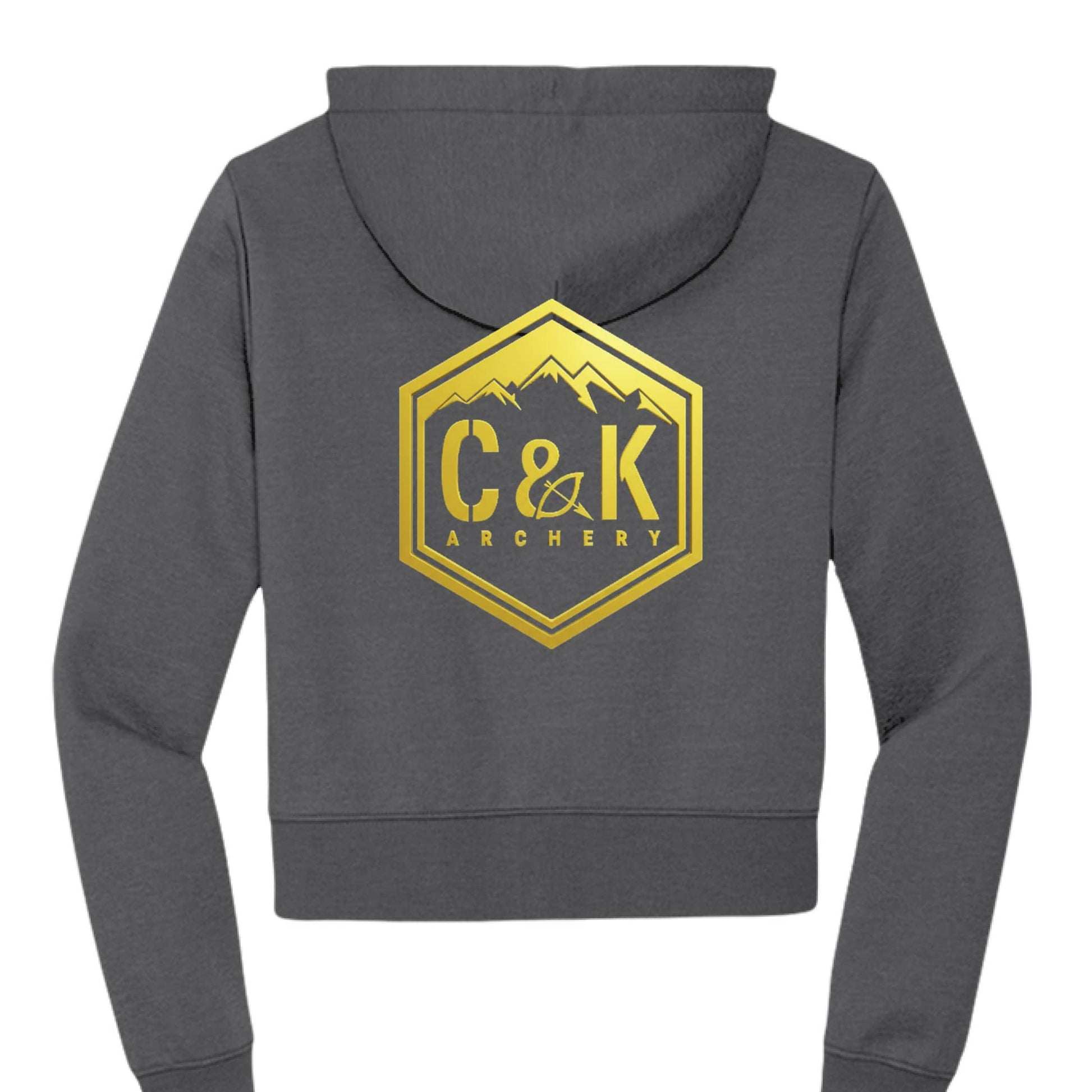 C and K Archery women's archery hoodie gray back view