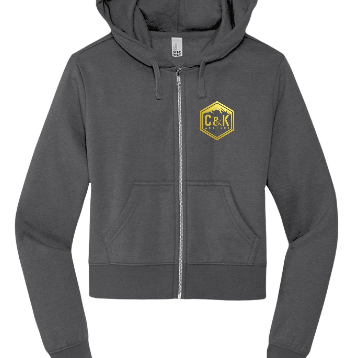 C and K Archery women's archery hoodie dark gray front view