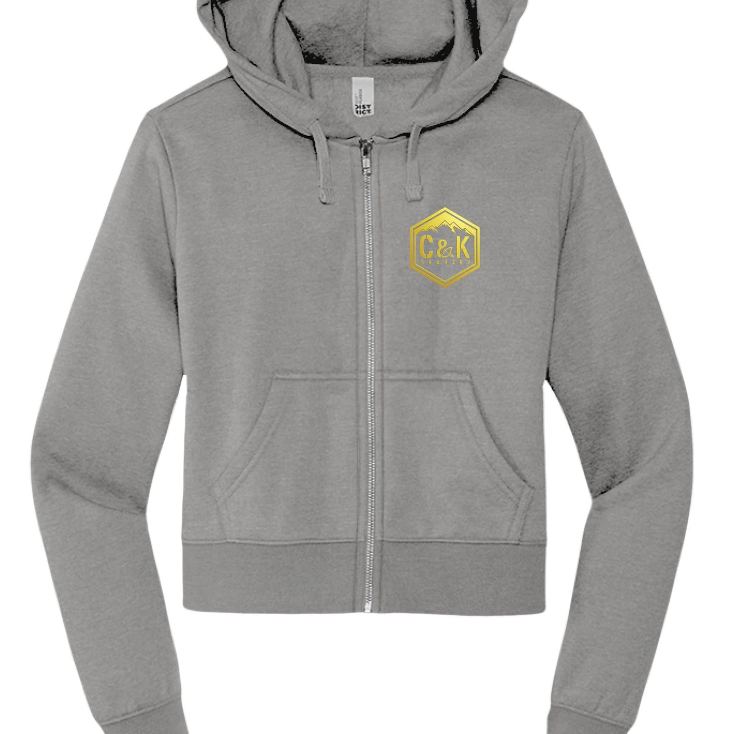 C and K Archery women's archery hoodie gray front view