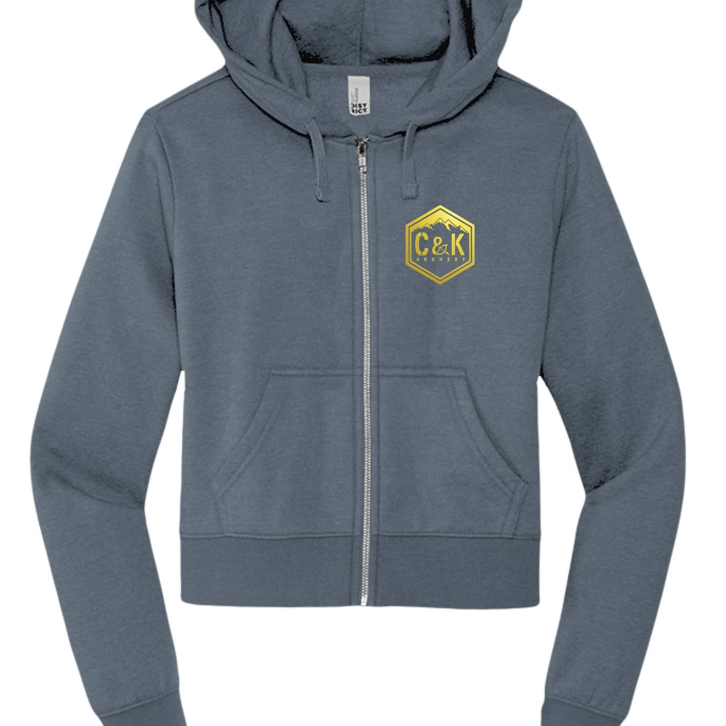 C and K Archery women's archery hoodie blue front view