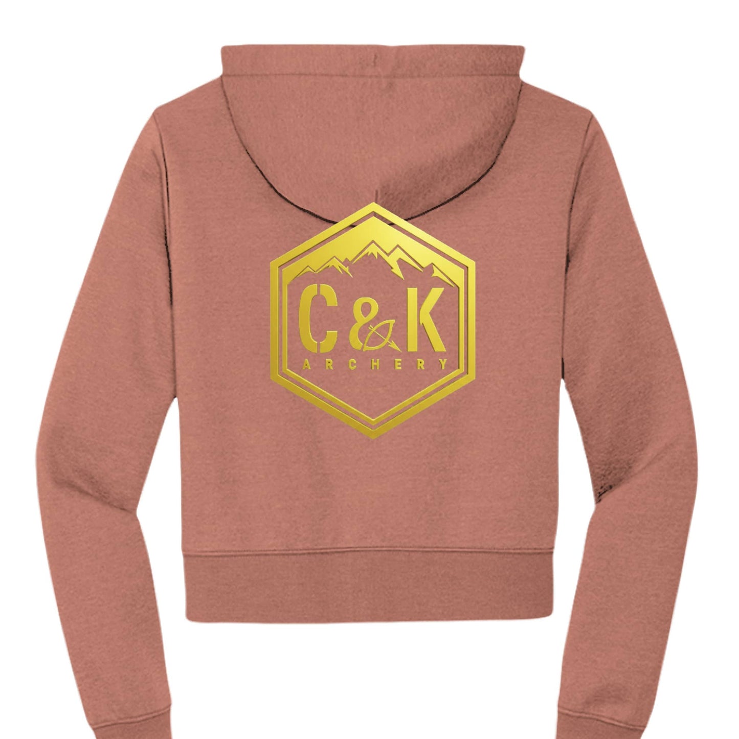 C and K Archery women's archery hoodie dusty rose back view