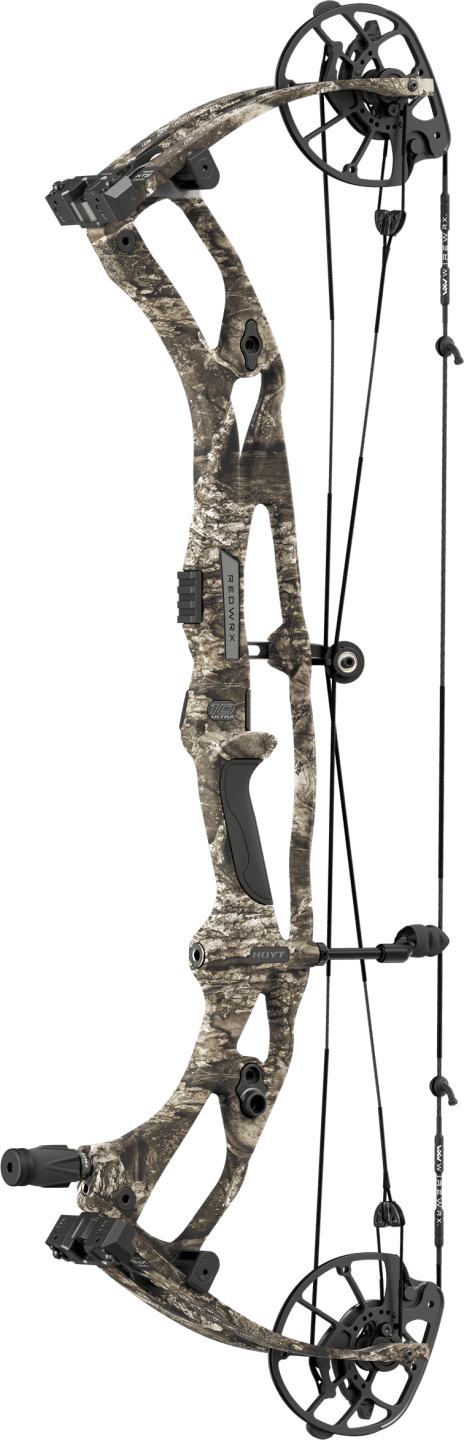 Hoyt Carbon RX-10 Ultra compound bow with camo finish and precision engineering for archery
