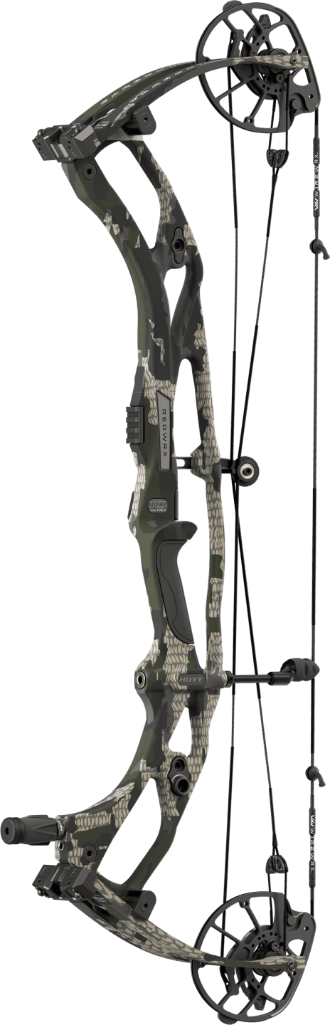 Hoyt Carbon RX-10 Ultra compound bow in camo finish with modern design and adjustable components
