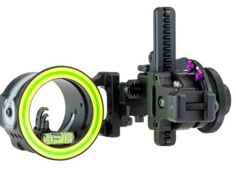 Spot Hogg Boonie Triple Stack sight, black and neon yellow, side view